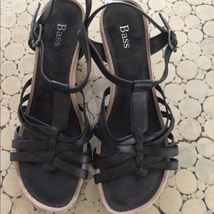 Bass black wedge sandals. Excellent used condition